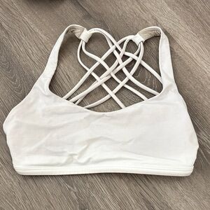 Women's White Strappy Sports Bra free to be bra